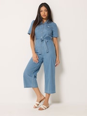 M&Co Blue Petite Lightweight Denim Jumpsuit - Image 2 of 5