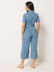M&Co Blue Petite Lightweight Denim Jumpsuit - Image 3 of 5