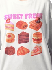 Yours Curve White Limited Sweet Treat Slogan T-Shirt - Image 4 of 5