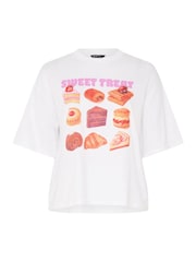 Yours Curve White Limited Sweet Treat Slogan T-Shirt - Image 5 of 5