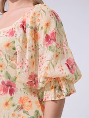 Yours Curve Nude London Floral Cold Shoulder Midi Dress - Image 4 of 5