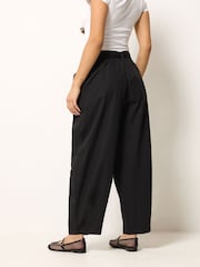 PixieGirl Petite Black Self Belted Poplin Barrel Trousers - Image 3 of 5