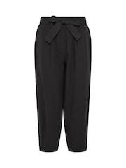 PixieGirl Petite Black Self Belted Poplin Barrel Trousers - Image 5 of 5