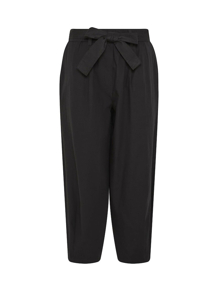 PixieGirl Petite Black Self Belted Poplin Barrel Trousers - Image 5 of 5