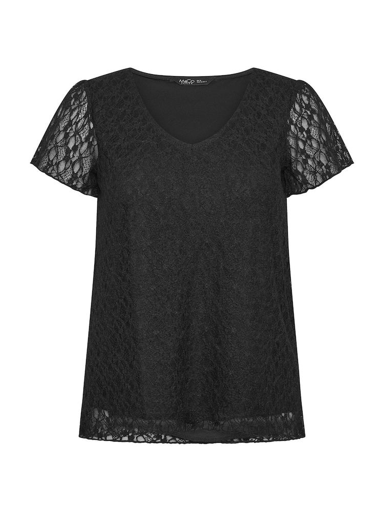 M&Co Black Petite Short Sleeve Lace T-Shirt - Image 5 of 5 M&Co Black Petite Short Sleeve Lace T-Shirt - Image 5 of 5