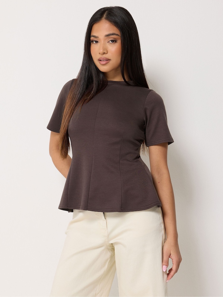 M&Co Brown Petite Waisted T-Shirt - Image 1 of 5