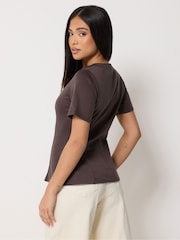 M&Co Brown Petite Waisted T-Shirt - Image 3 of 5