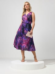 Yours Curve Pink London V-Neck Skater Dress - Image 1 of 5