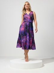 Yours Curve Pink London V-Neck Skater Dress - Image 3 of 5