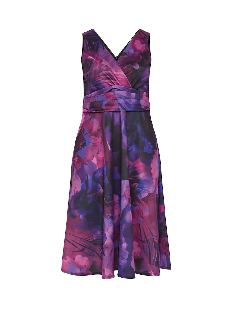 Yours Curve Pink London V-Neck Skater Dress - Image 5 of 5