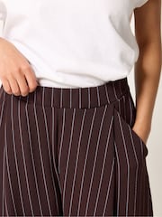 PixieGirl Petite Brown Pinstripe Barrel Leg Trousers - Image 4 of 5