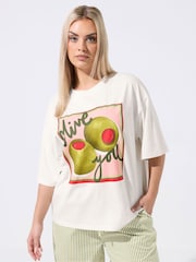 Yours Curve White Limited You Slogan T-Shirt - Image 1 of 5