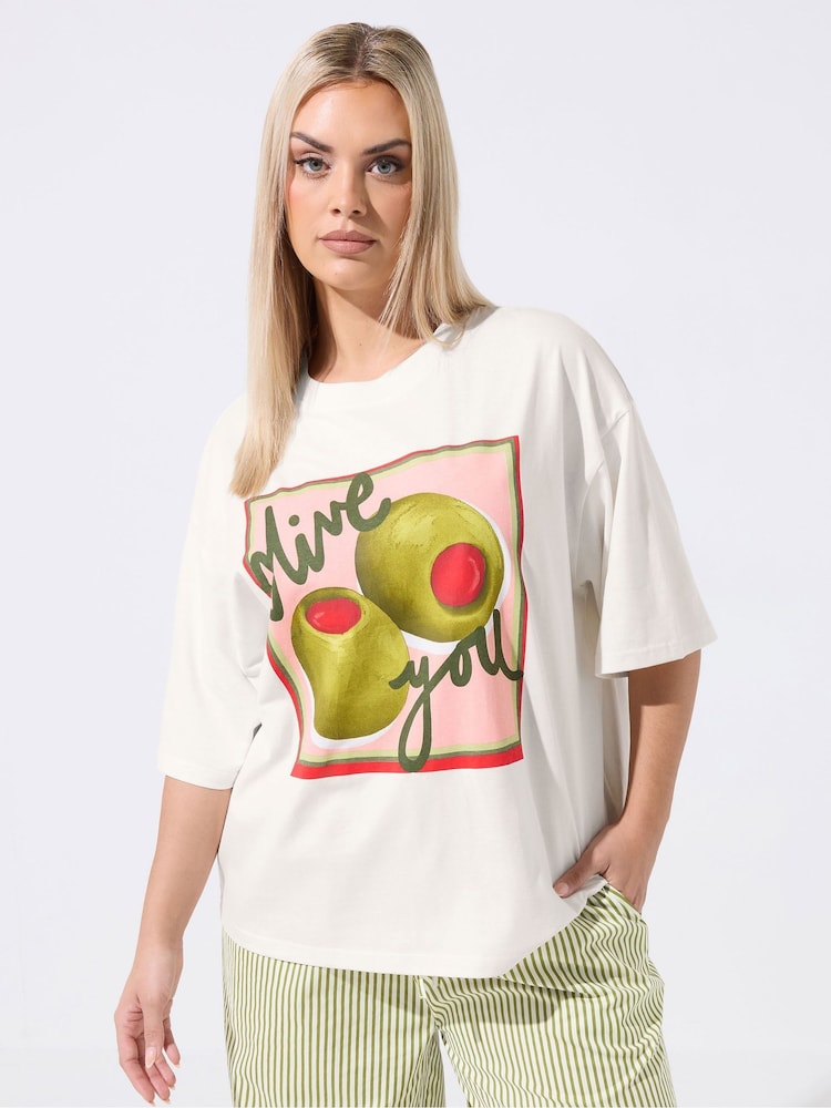 Yours Curve White Limited You Slogan T-Shirt - Image 1 of 5