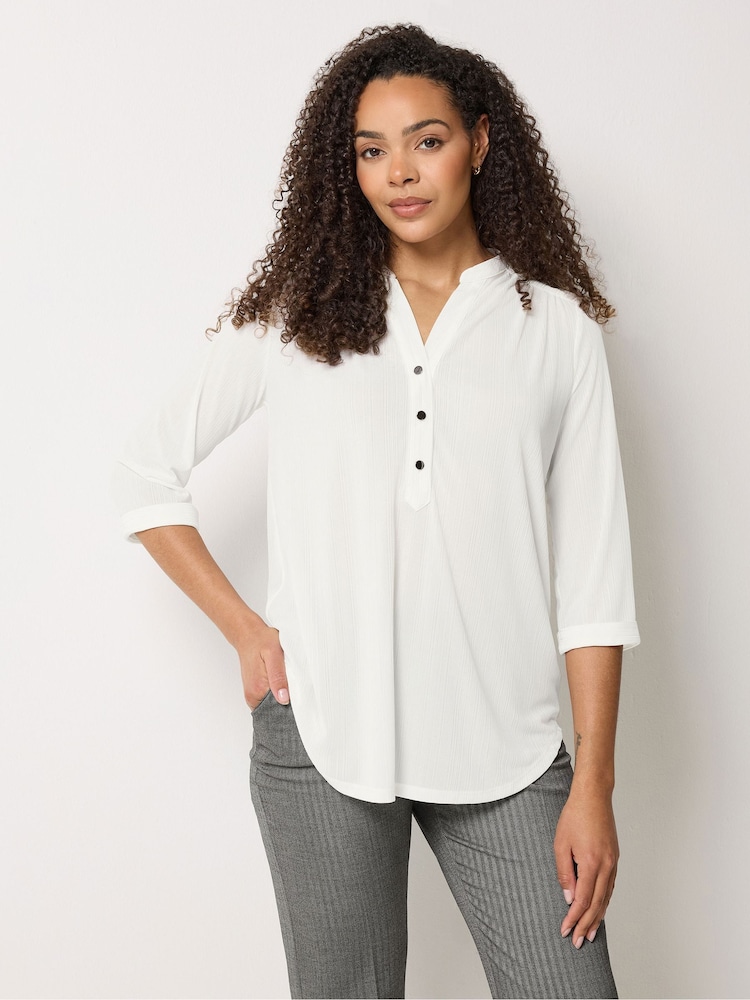 M&Co Cream Textured Lightweight Blouse - Image 1 of 5