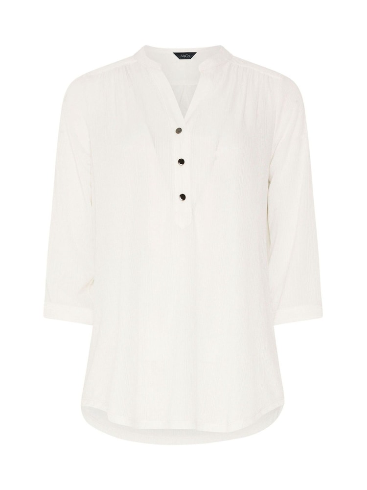 M&Co Cream Textured Lightweight Blouse - Image 5 of 5