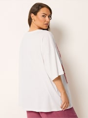 Yours Curve Cream Placement Boxy T-Shirt - Image 3 of 5