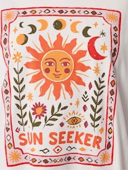 Yours Curve Cream Placement Boxy T-Shirt - Image 4 of 5