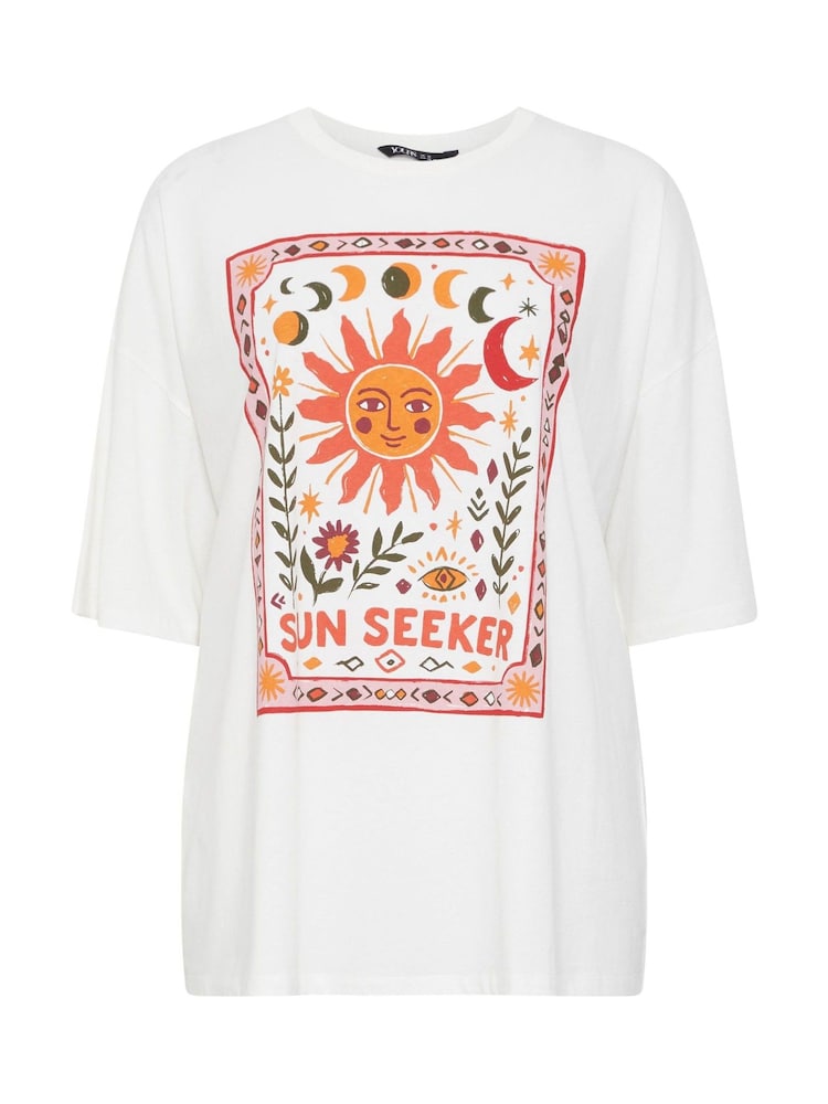 Yours Curve Cream Placement Boxy T-Shirt - Image 5 of 5 Yours Curve Cream Placement Boxy T-Shirt - Image 5 of 5