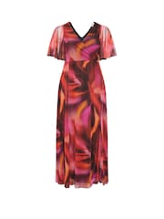 Yours Curve Red London Wrap Mesh Dress - Image 5 of 5