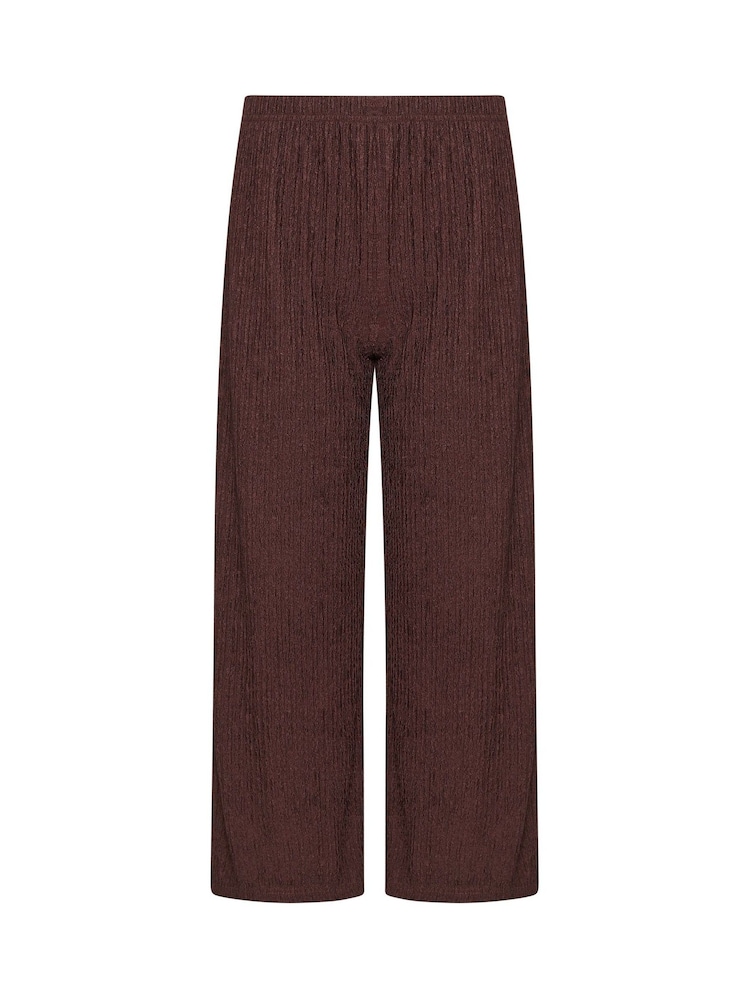 M&Co Brown Textured Wide Leg Trousers - Image 5 of 5