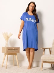 Yours Curve Blue Rolling Panda Dipped Back Nightdress - Image 2 of 5