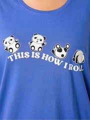 Yours Curve Blue Rolling Panda Dipped Back Nightdress - Image 4 of 5