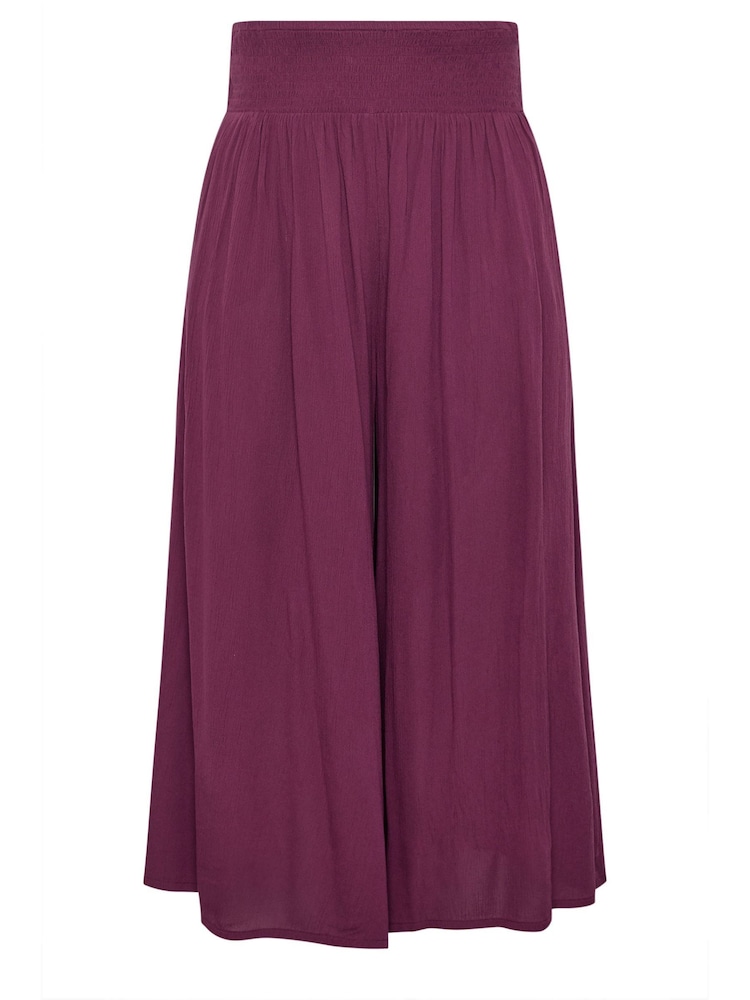 Yours Curve Red Shirred Waist Wide Leg Trousers - Image 5 of 5