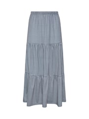 M&Co Blue Petite Gingham Print Tiered Skirt - Image 5 of 5