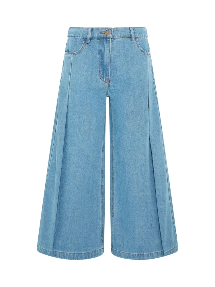 PixieGirl Petite Blue Pleated Palazzo Jeans - Image 5 of 5 PixieGirl Petite Blue Pleated Palazzo Jeans - Image 5 of 5