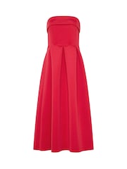 Long Tall Sally Red Pleated Bardot Dress - Image 5 of 5