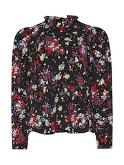 M&Co Black Floral Shirred Top - Image 2 of 2
