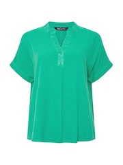 M&Co Green Short Sleeve Grown On Sleeve Blouse - Image 5 of 5