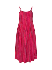 PixieGirl Petite Pink Striped Pleated Midi Dress - Image 5 of 5