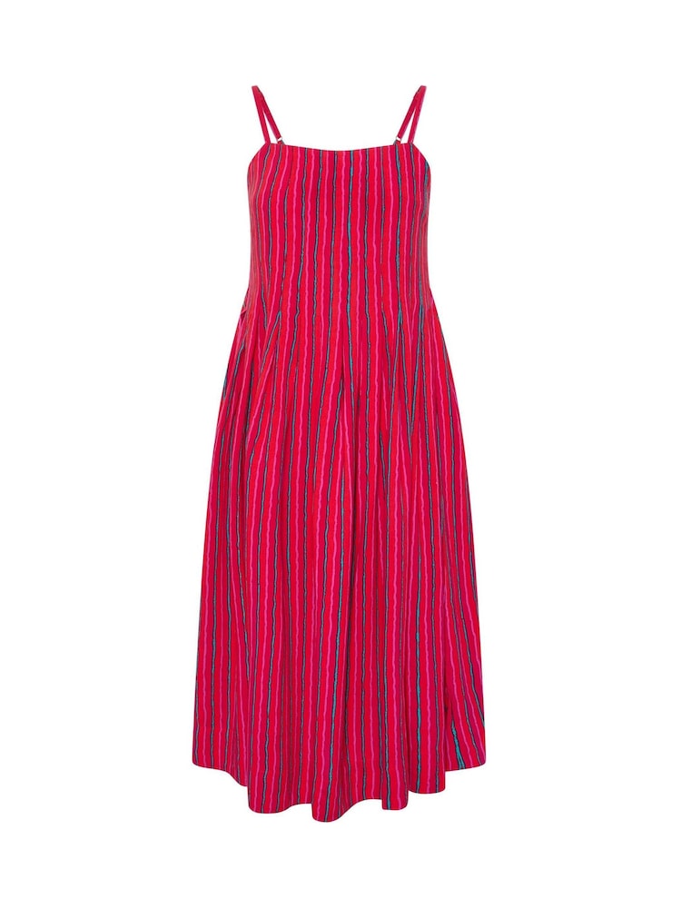 PixieGirl Petite Pink Striped Pleated Midi Dress - Image 5 of 5