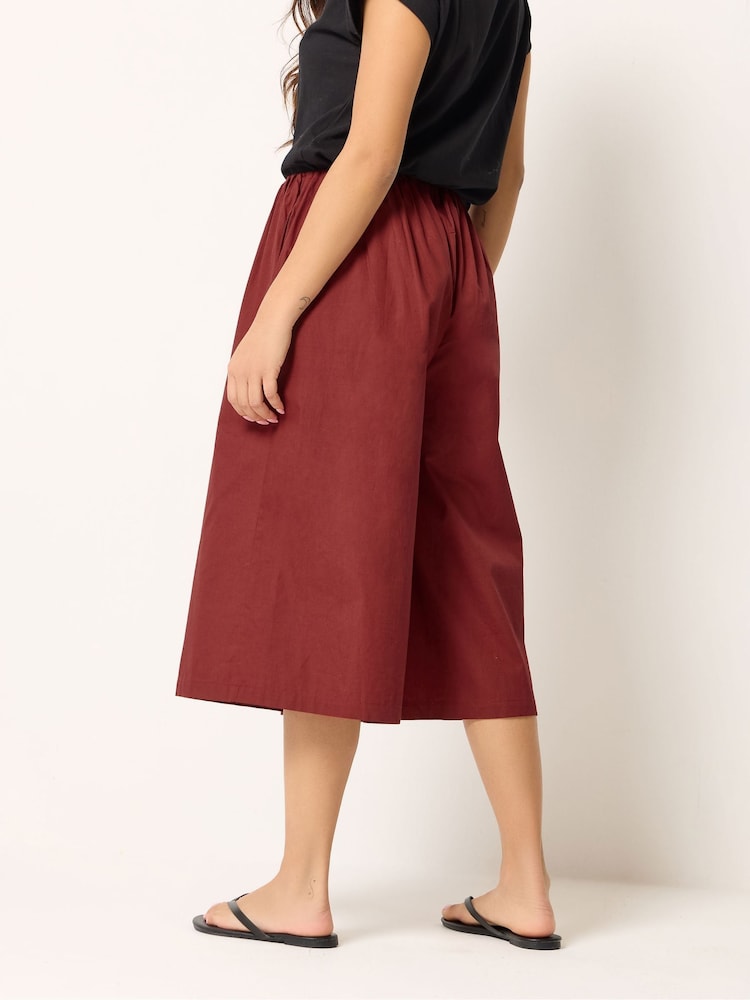 אדום - PixieGirl Petite Poplin Extra Long Culottes - תמונה 2 מתוך 5