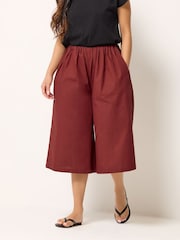 אדום - PixieGirl Petite Poplin Extra Long Culottes - תמונה 3 מתוך 5