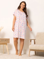 Yours Curve Pink Shells Placket Nightdress - Image 2 of 5