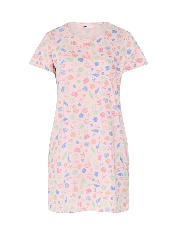 Yours Curve Pink Shells Placket Nightdress - Image 5 of 5