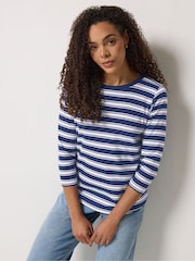 M&Co Blue Stripe Cotton Top - Image 1 of 5