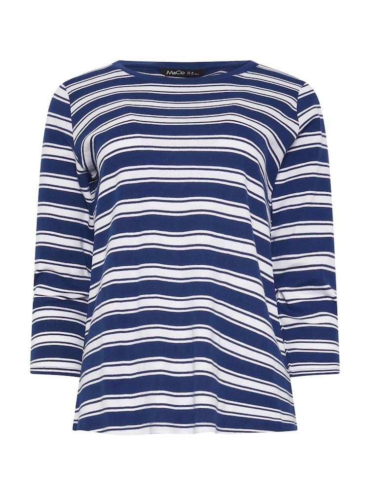 M&Co Blue Stripe Cotton Top - Image 5 of 5 M&Co Blue Stripe Cotton Top - Image 5 of 5