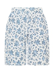 Yours Curve Blue Ditsy Print Pull On Jersey Shorts - Image 5 of 5