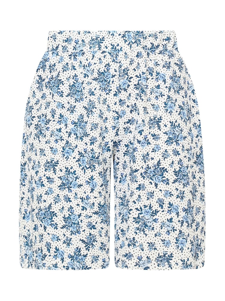 Yours Curve Blue Ditsy Print Pull On Jersey Shorts - Image 5 of 5 Yours Curve Blue Ditsy Print Pull On Jersey Shorts - Image 5 of 5