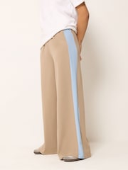 PixieGirl Natural Stripe Wide Leg Scuba Trousers - Image 2 of 5