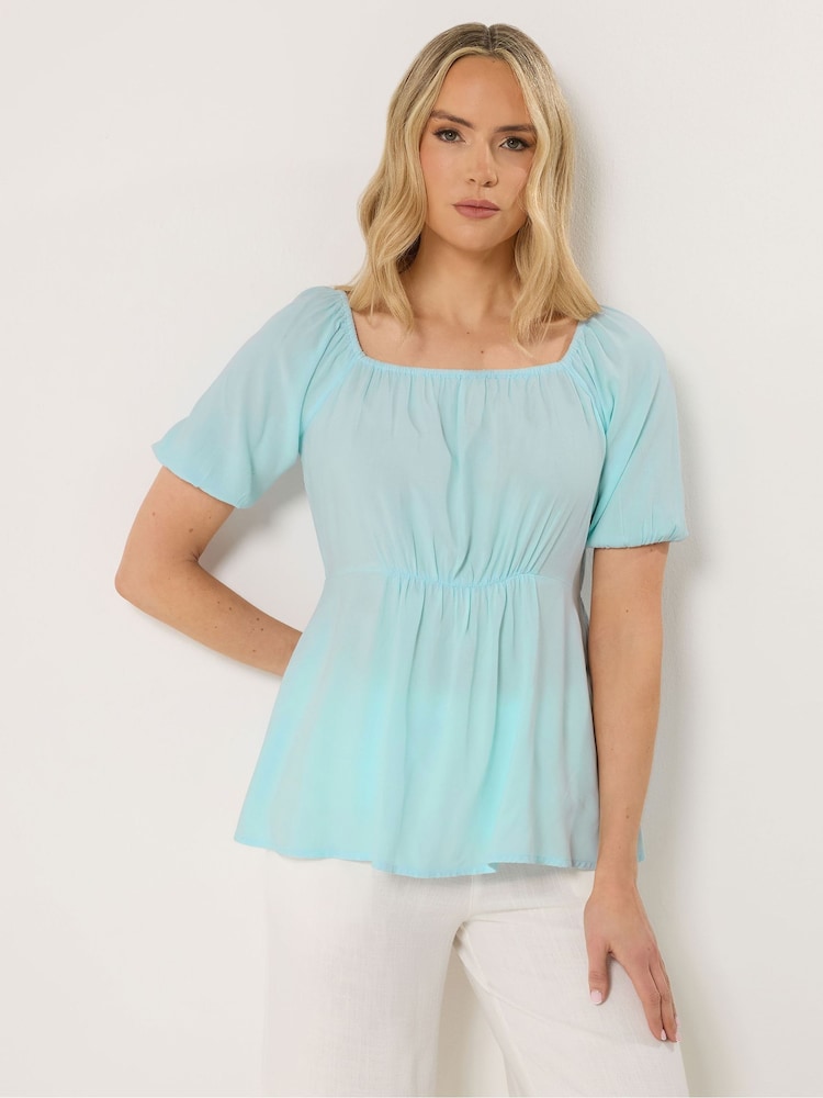 Long Tall Sally Blue Square Neck Blouse - Image 1 of 5 Long Tall Sally Blue Square Neck Blouse - Image 1 of 5