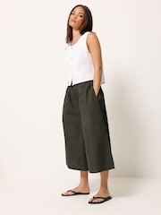 PixieGirl Petite Green Poplin Extra Long Culottes - Image 1 of 5