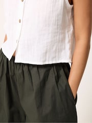 PixieGirl Petite Green Poplin Extra Long Culottes - Image 4 of 5