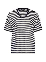 Yours Curve Blue Stripe Knitted T-Shirt - Image 5 of 5