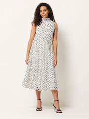 M&Co White Tiered Chiffon Midi Dress - Image 1 of 5