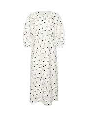 PixieGirl Petite White Spot Print Midi Dress - Image 3 of 3