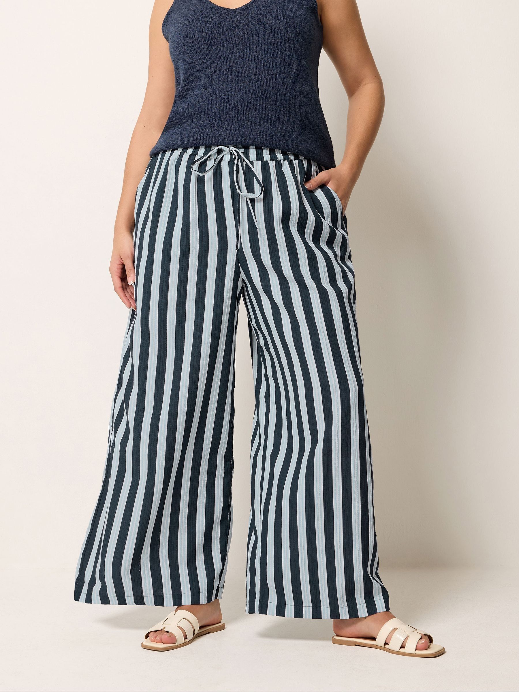 Yours Curve Women's Blue Wide Leg Trousers - Image 2